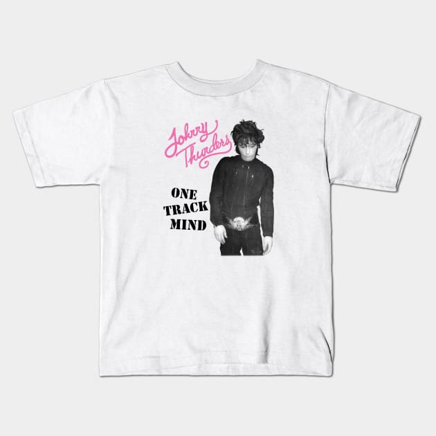 Johnny Thunders- One Track Mind on a white ringspun Kids T-Shirt by Hoang Bich